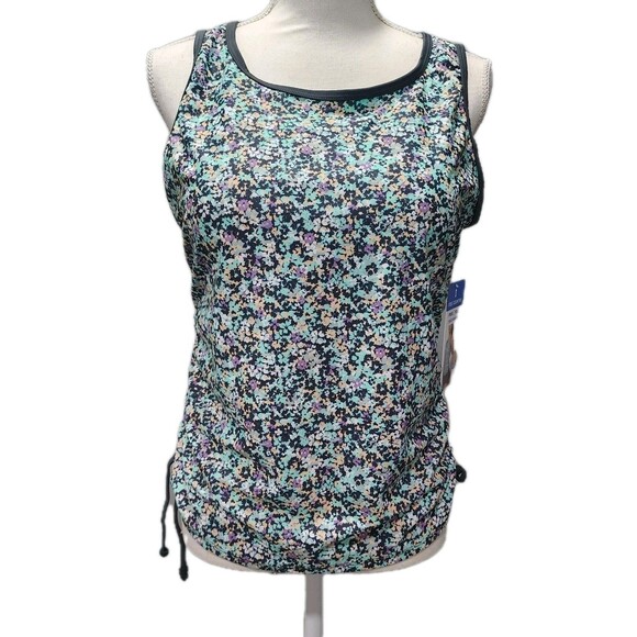 Free Country Women's Seaside Petals Full Side Shirring Tankini Top Sizes XLARGE - Picture 1 of 13